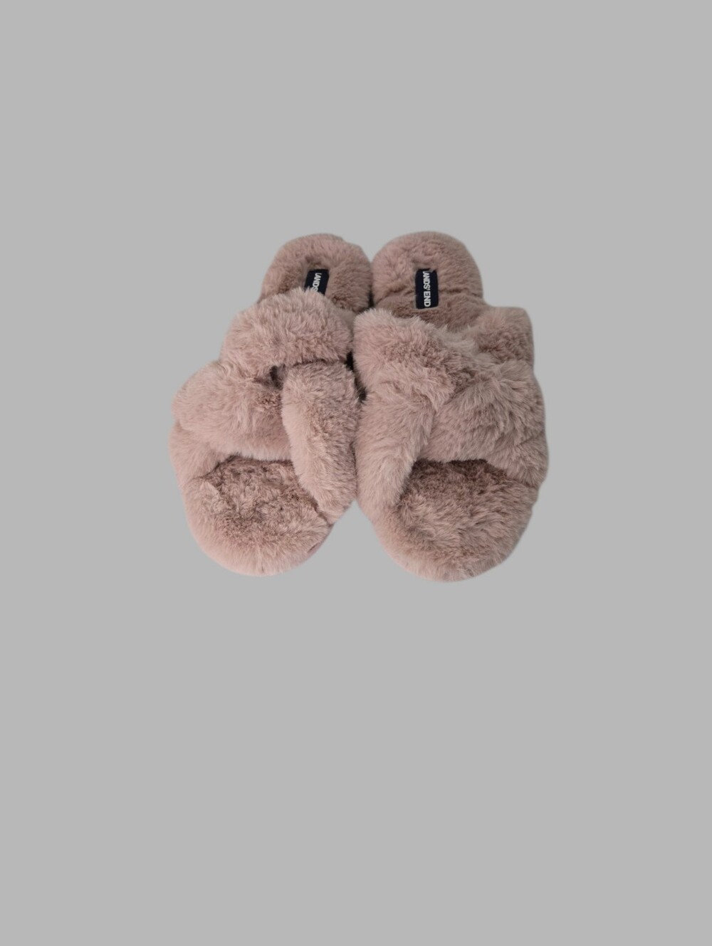 Lands' End Fuzzy Cross-Band Slippers - Blush Pink Sze 9